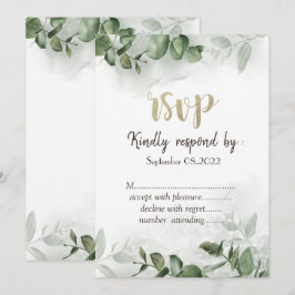 Convites Chic Watercolor Eucalyptus Greenery RSVP