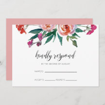 Chic Watercolor Floral Wedding RSVP