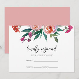 Convites Chic Watercolor Floral Wedding RSVP