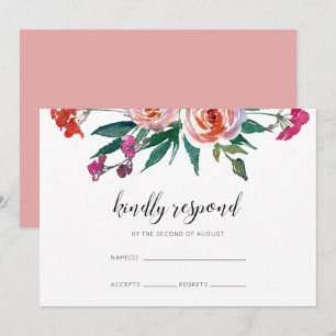 Convites Chic Watercolor Floral Wedding RSVP