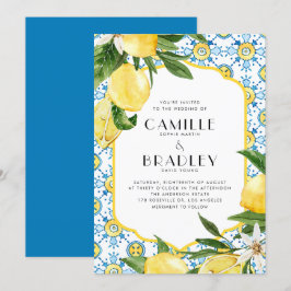 Convites Chic Watercolor Lemon Mediterranean Summer Wedes
