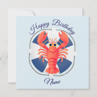 Convites Chic Watercolor Lobster & Lifebuoy Birthday