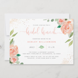 Convites Chic Watercolor Peonies & Eucalyptus Bridal Brunch