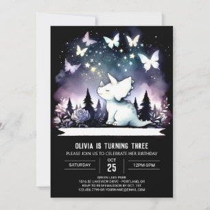 Convites Chic Watercolor Triceratops Aniversário