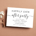 Convites Chic Wedding After Party<br><div class="desc">Mínimo de casamento preto e branco após convite de festas para um elogio poste ou celebração de casamento. "Feliz Festa Nunca Depois" é escrito em uma mistura de simples tipografia e uma moderna tradição com pestanas.</div>