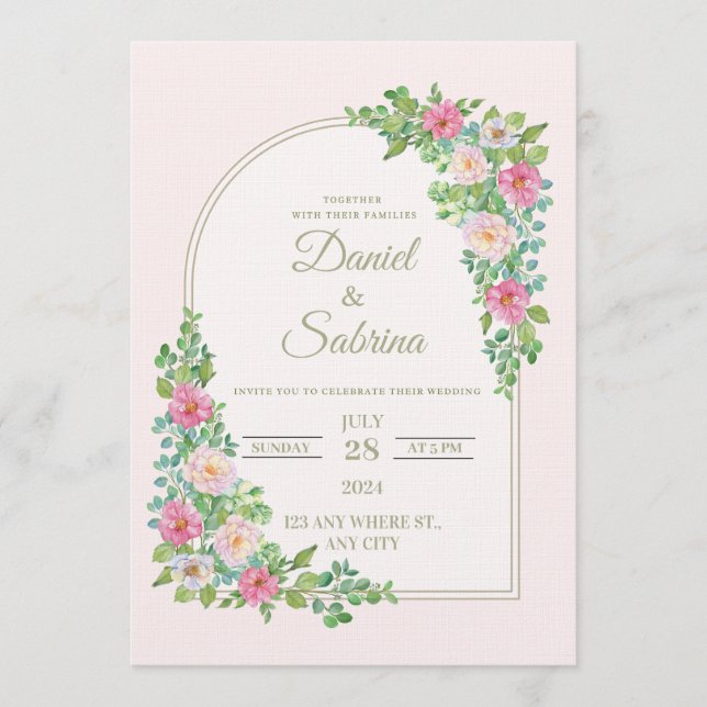 Convites Chic Wedding Invitation | Modern Elegant Ceremony  (Frente)