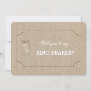 Convites Chic Wedding Mason Jar Linen Canvas RING BEARER