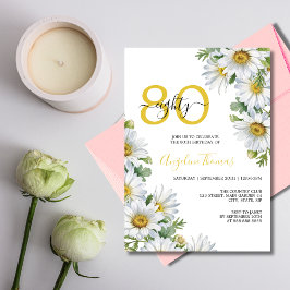 Convites Chic White Daisy Floral Greenery Aniversário