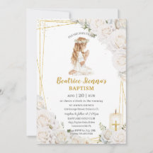 Chic White Floral Baptism Christening Oradora Rapa