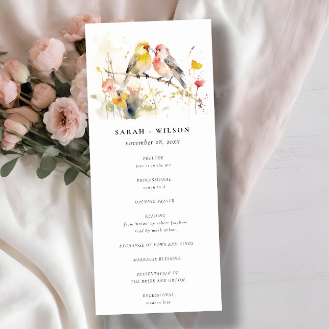 Convites Chic Wild Botanical Love Birds Wedding Progrom (Criador carregado)