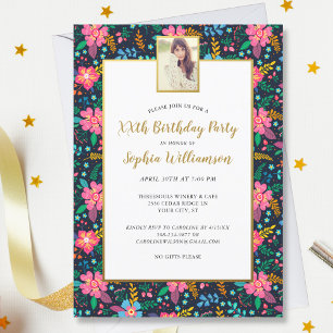 Convites Chic Wildflower, qualquer idade adiciona Festa de 