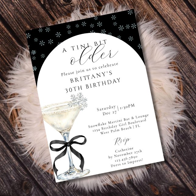 Convites Chic Winter Bow Martini Um Pouquinho Mais Velho An (Criador carregado)