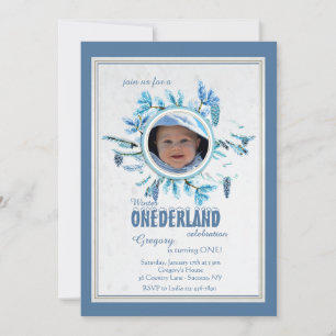 Convites Chic Winter Photo Invitation Blue
