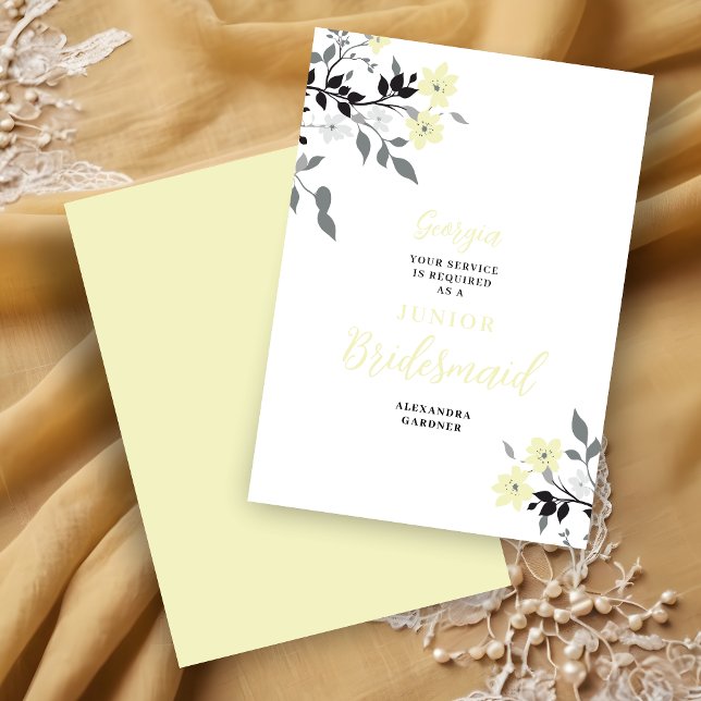 Convites Chic Yellow Floral Bunch Wedding Jr Bridesmaid (Chic Yellow Floral Bunch Wedding Jr Bridesmaid Proposal Card.)
