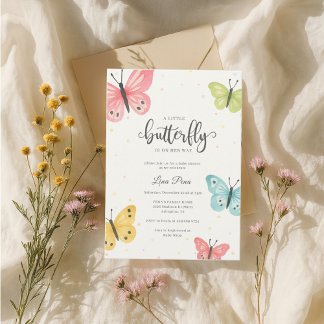 Convites Chica de invitación a Baby Shower para mariposa