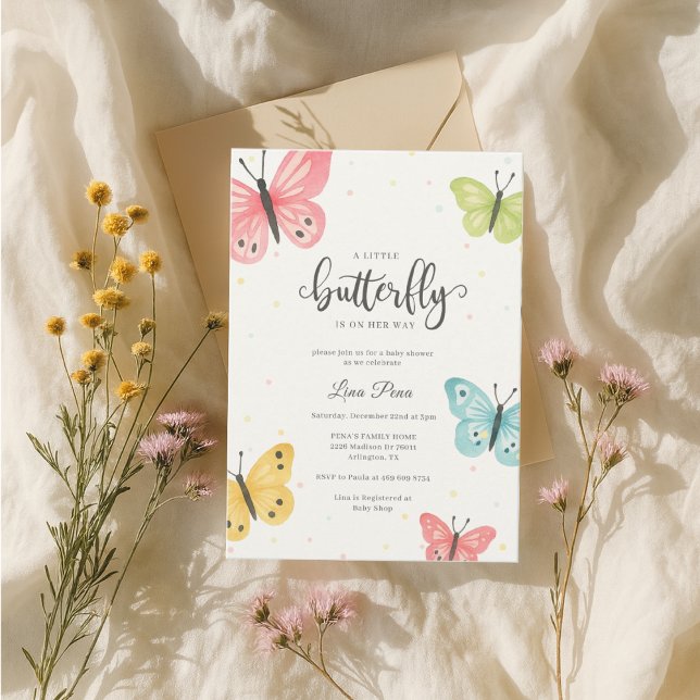 Convites Chica de invitación a Baby Shower para mariposa (Criador carregado)