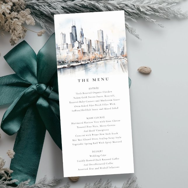 Convites Chicago, Illinois City Scape Wedding Card (Criador carregado)