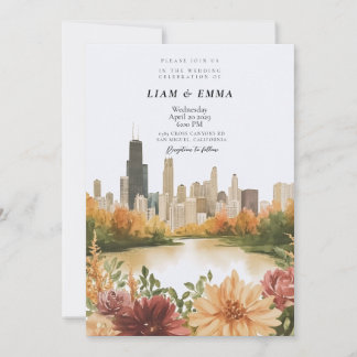 Convites Chicago Illinois Skyline Wedding Invitation