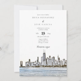 Convites Chicago Invitación de Boda Skyline