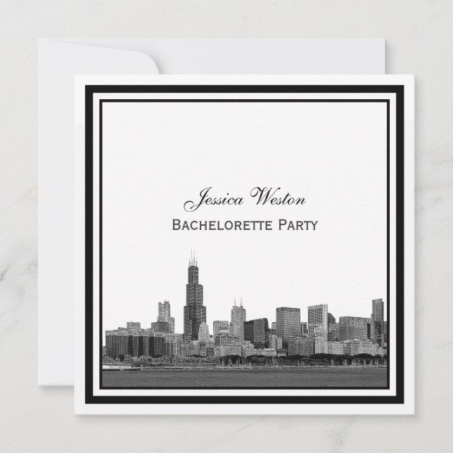 Convites Chicago Skyline nº 2 Enchida Bachelorette (Frente)