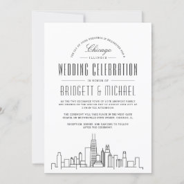 Convites Chicago Wedding | Skyline Moderno Deco