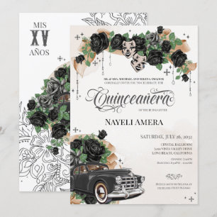 Convites Chicana Lowrider Rosa Chola Quinceanera