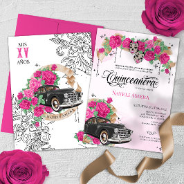 Convites Chicana Lowrider Rosa Rosa Chola Quinceanera