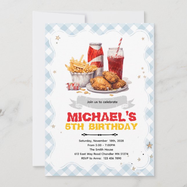 Convites Chicken Fry birthday Invitation (Frente)