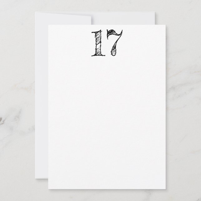 Convites chiffre 17 numéro dix-sept manuscrit géant (Verso)