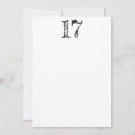 Convites chiffre 17 numéro dix-sept manuscrit géant
