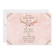 Convites Chifre de Veado Floral Rosa Bege