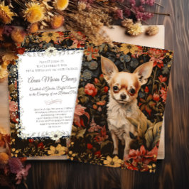 Convites Chihuahua com Flores no Estilo de William Morris