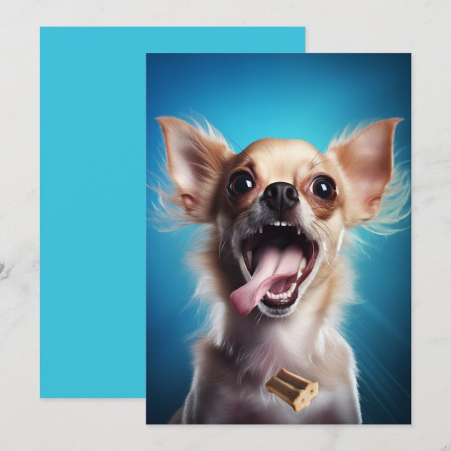 Convites Chihuahua Em Ação (Frente/Verso)