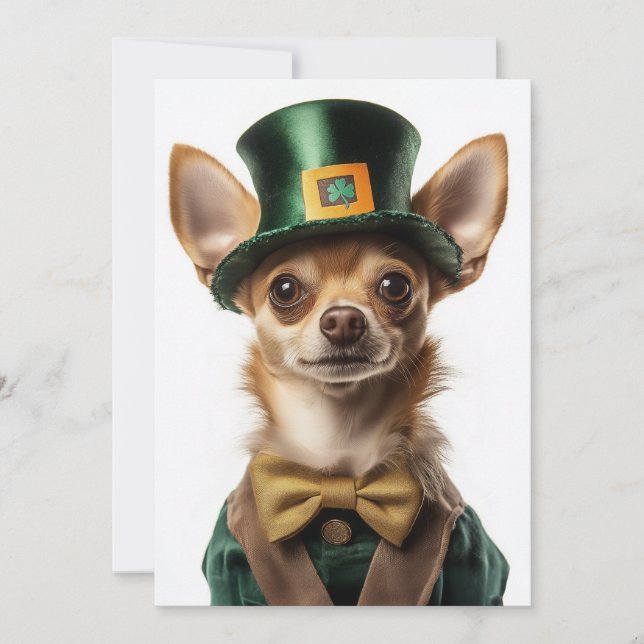 Convites Chihuahua vestiu Rua de Leprechaun. Dia de Patrick (Frente)