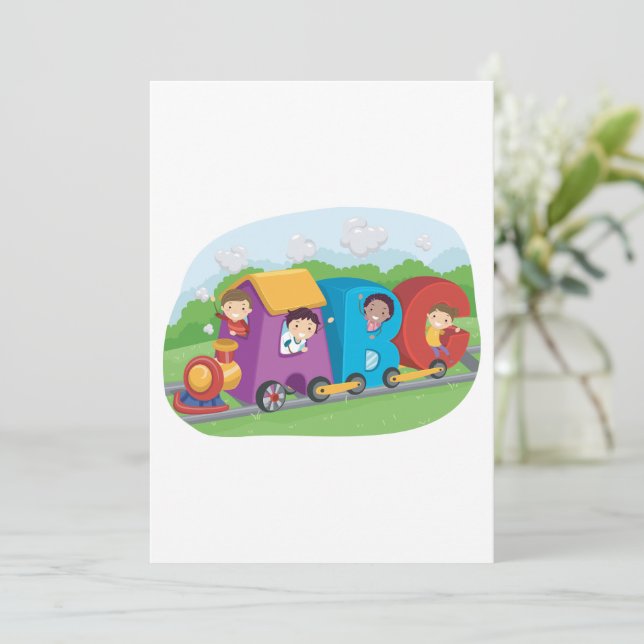 Convites Children On An Alphabet Train (Em pé/Frente)