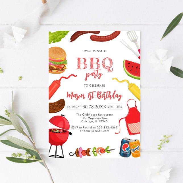 Convites Children's BBQ Birthday Invitation (Criador carregado)
