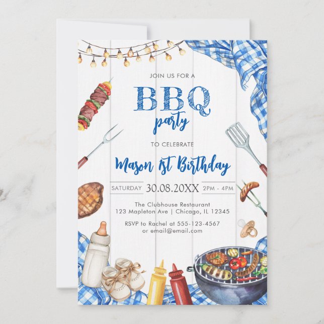Convites Children's BBQ Birthday Invitation (Frente)