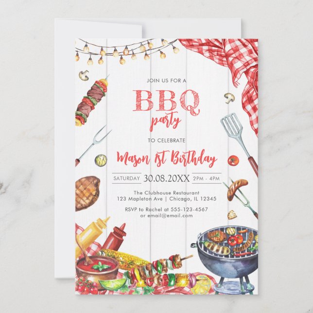 Convites Children's BBQ Birthday Invitation (Frente)