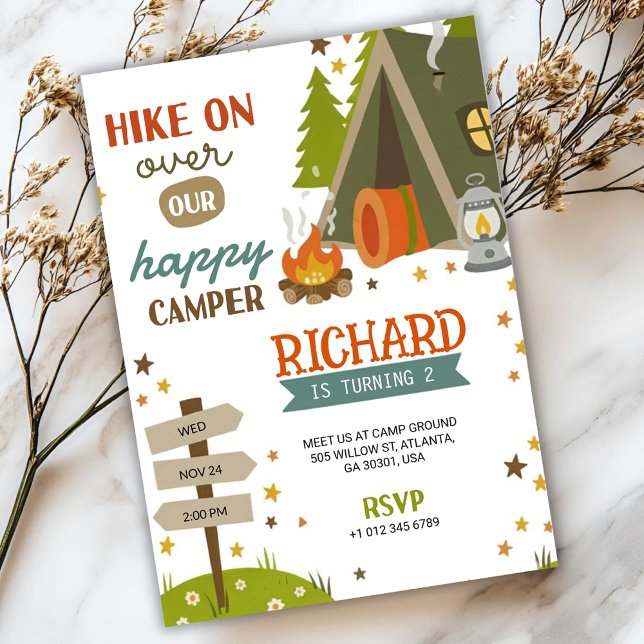 Convites Children's Birthday Invitation with camping vibes (Criador carregado)