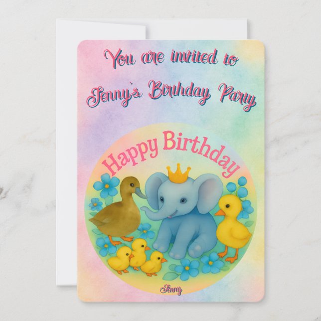 Convites Children's Customizable Birthday Invitations  (Frente)
