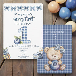 Convites Child's Blueberry Berry First Birthday Invitation