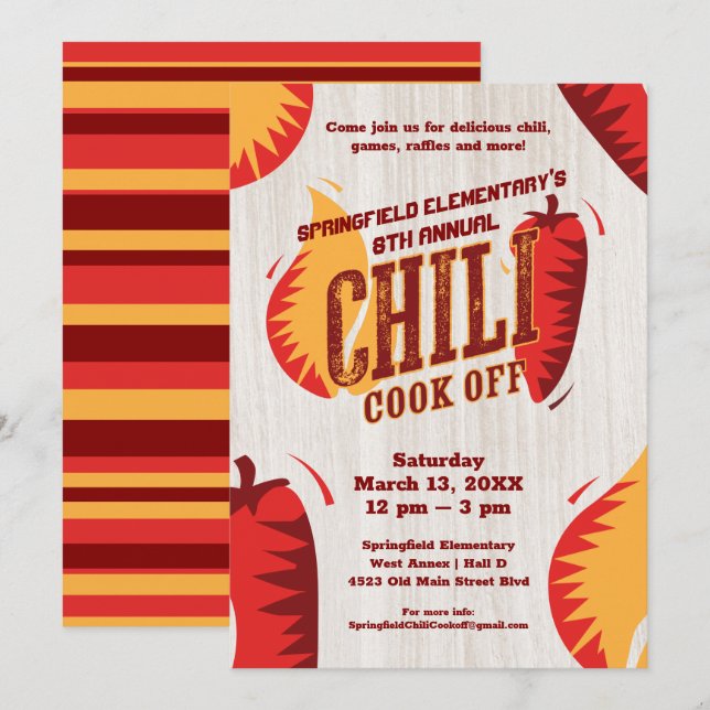 Convites Chili Cook Off | Concurso de CHURRASCO (Frente/Verso)