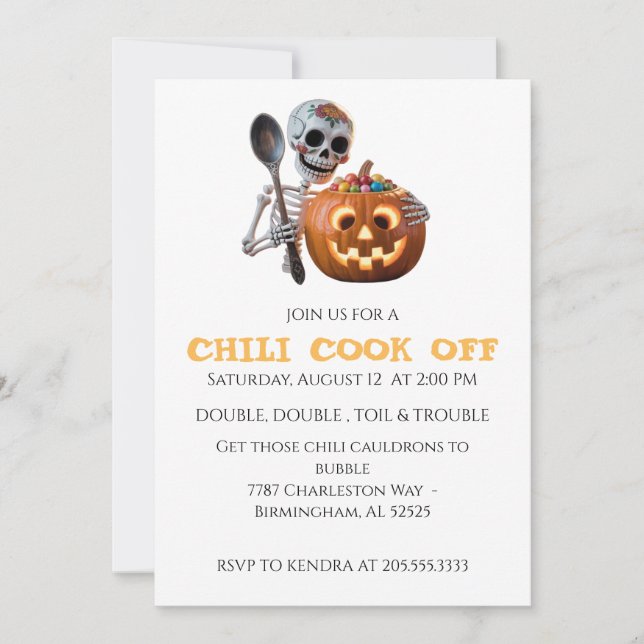 Convites Chili Cook Off Halloween (Frente)