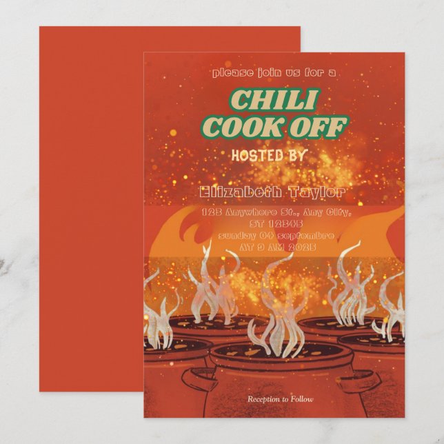 Convites Chili Cook Off Party Invitation (Frente/Verso)