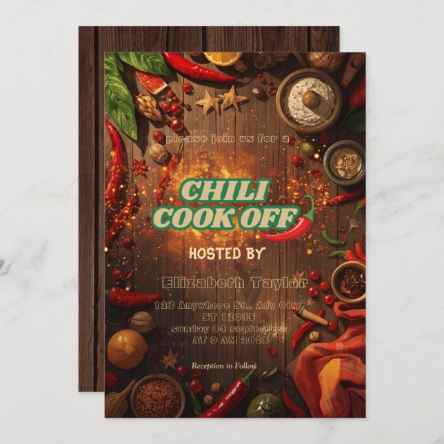 Convites Chili Cook Off Party Invitation (Frente/Verso)