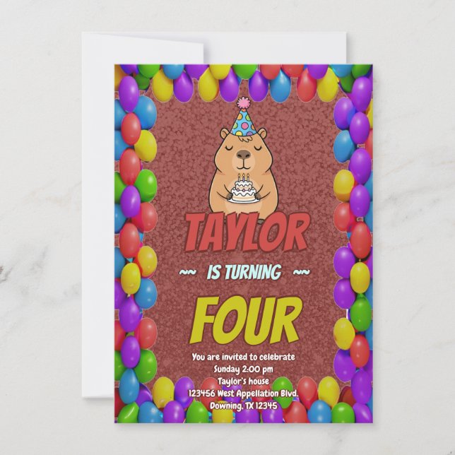 Convites Chill Capybara Adult Birthday Invite (Frente)