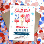 Convites Chill Out Kids Verão Picolé 1º Aniversário<br><div class="desc">Relaxe conosco para uma divertida e colorida celebração de aniversário de verão neste convite de aniversário de Picolés para crianças, que apresenta cores vibrantes vermelhas, brancas e azuis inspiradas no 4 de julho e ilustrações adoráveis de picolés, perfeito para uma festa de clima quente. Projetado para aniversários de crianças, este...</div>