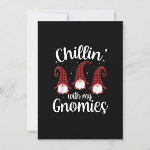 Convites Chillin 'Com Meus Gnomies Buffalo Vermelho Xadrez 
