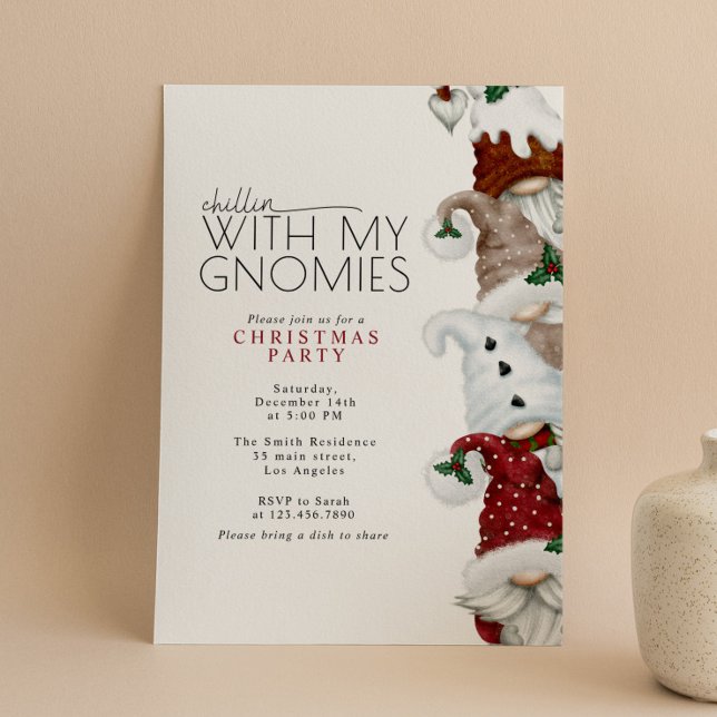 Convites Chillin Com Minha Festa de Natal Gnomos (Criador carregado)