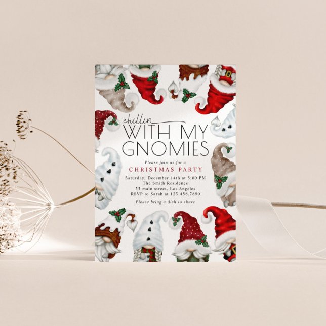 Convites Chillin Com Minha Festa de Natal Gnomos (Criador carregado)